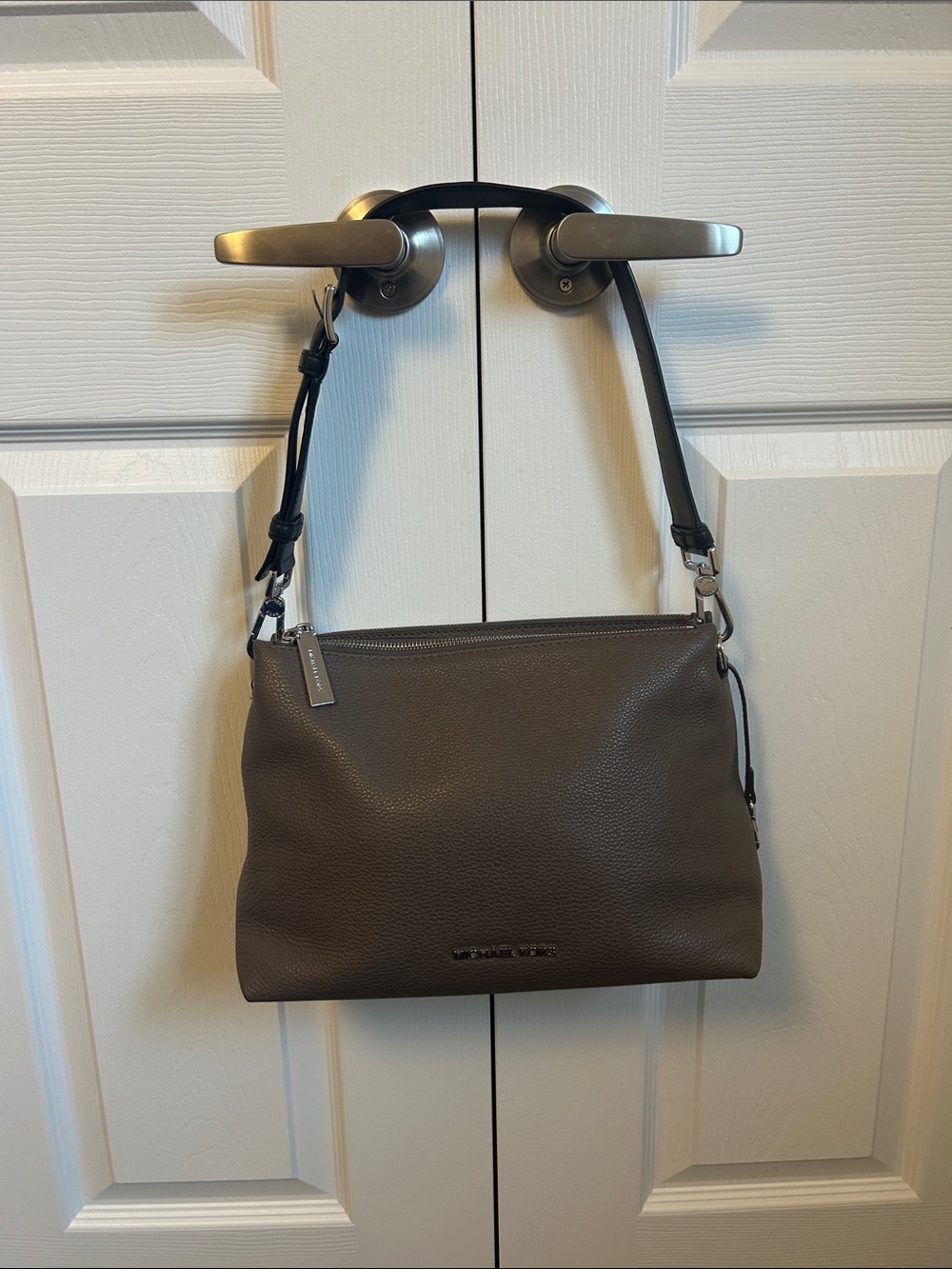 Michael Kors Taupe Pebbled Leather Shoulder Bag